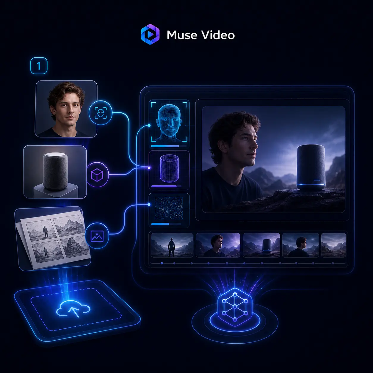 Upload reference images to the Muse Video AI video generator